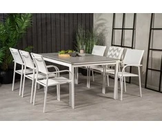 Lauko baldų komplektas Venture Design Valgomojo stalas ir fotelio komplektas 160x240 cm baltas lauko