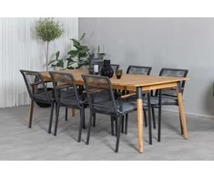 Lauko baldų komplektas Venture Design Valgomojo stalas ir kėdžių komplektas Julian 210x100 cm Juoda Akacija