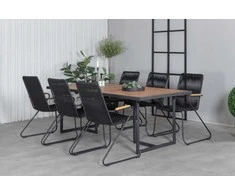 Lauko baldų komplektas Venture Design Valgomojo stalas ir fotelio komplektas 200x100 cm, juodas plienas, akacija
