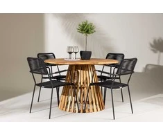 Lauko baldų komplektas Venture Design Valgomojo stalas ir fotelio komplektas 110x75 cm juodos akacijos mediena