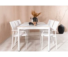Lauko baldų komplektas Venture Design Valgomojo stalas ir fotelio komplektas 200x100 cm baltas lauko baldai