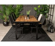 Lauko baldų komplektas Venture Design Valgomojo stalas ir fotelio komplektas 200x100 cm Juoda Akacija Virvė Plienas