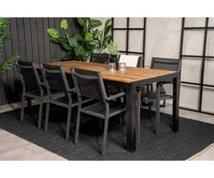 Lauko baldų komplektas Venture Design Valgomojo stalas ir fotelio komplektas 200x100 cm Juoda Akacija Sulankstomas