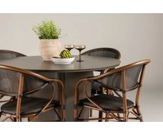 Lauko baldų komplektas Venture Design Valgomojo komplektas Santa Fe valgomojo stalas Vila Real Café kėdė 120 cm Ruda Juoda Aliuminis