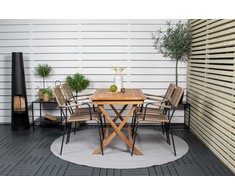 Lauko baldų komplektas Venture Design Valgomojo stalas ir fotelio komplektas 120x70x75 cm Juodas Tikas Plienas Virvė