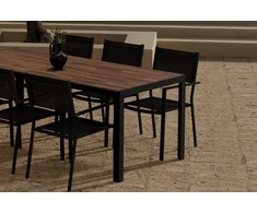 Lauko baldų komplektas Venture Design Valgomojo komplektas Bois stalas su 6 Copacabana kėdėmis, juodas metalas