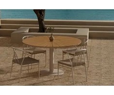 Lauko baldų komplektas Venture Design Valgomojo komplektas Croft stalas su 4 Alfons kėdėmis 120 cm smėlio spalvos mediena