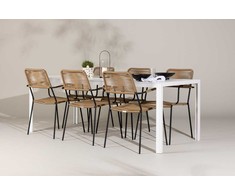 Lauko baldų komplektas Venture Design Valgomojo komplektas Break stalas ir Lindos foteliai 205x75 cm Balta Ruda Juoda lauko baldai