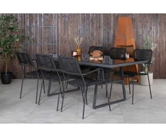 Lauko baldų komplektas Venture Design Valgomojo stalo ir fotelio komplektas Dallas Lindos Juodas