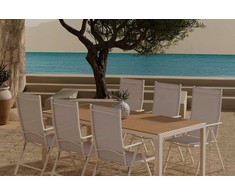 Lauko baldų komplektas Venture Design Valgomojo komplektas Break 205x90 cm Smėlio spalvos