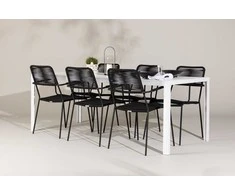 Lauko baldų komplektas Venture Design Valgomojo komplektas Break stalas ir Lindos fotelis 205x75 cm baltas lauko