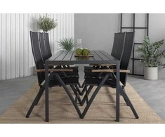 Lauko baldų komplektas Venture Design Valgomojo komplektas 205x90 cm Juoda Aintwood Tikas