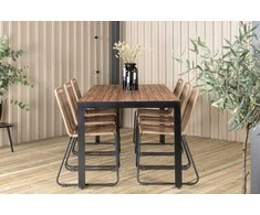 Lauko baldų komplektas Venture Design Valgomojo stalas ir sulankstomos kėdės rinkinys 205x90 cm Juoda Akacija Lauko Baldai