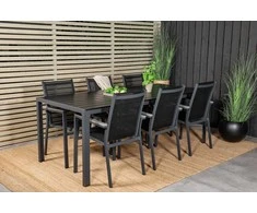 Lauko baldų komplektas Venture Design Valgomojo stalas ir fotelio komplektas 205x90 cm juodas