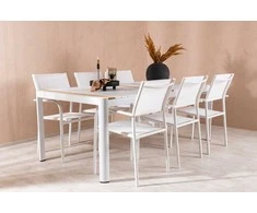 Lauko baldų komplektas Venture Design Valgomojo stalas ir fotelio komplektas 200x100 cm baltas lauko baldai