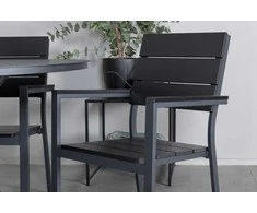 Lauko baldų komplektas Venture Design Valgomojo stalas ir kėdžių komplektas Alma 120 cm juodas