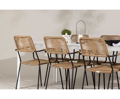 Lauko baldų komplektas Venture Design Valgomojo komplektas Break stalas ir Lindos foteliai 205x75 cm Balta Ruda Juoda lauko baldai