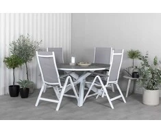 Lauko baldų komplektas Venture Design Valgomojo komplektas Parma stalas 140 cm baltas sulankstomas
