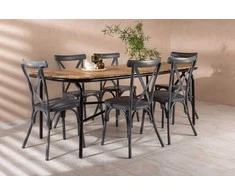 Lauko baldų komplektas Venture Design Valgomojo stalas ir kėdžių komplektas 200x90x75 cm juodas plienas ir aliuminis