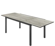 Outsunny Ištraukiamas Sodo Stalas Valgomojo Stalas 6-8 asmenims, 160/240 x 90 cm Aliuminio Balkono Stalas Medžio Išvaizda, Atsparus Oro Sąlygoms Terasos Stalas Lauko Bufeto Stalas Sode, Terasoje, Balkone, Pilka