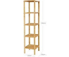 Songmics Bambukas 5 lentynos 33 x 33 x 146 cm siauras