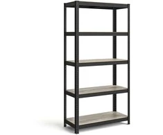 Songmics Reguliuojama stovinti lentyna su 5 lentynomis 40 x 90 x 180 cm Pilkai juoda