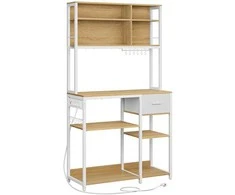 Songmics Vasagle Virtuvės lentyna su lizdais ir medžiaginiu stalčiumi 40 x 100 x 180,4 cm