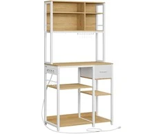 Songmics Vasagle Virtuvės lentyna su lizdais ir medžiaginiu stalčiumi 40 x 80 x 180,4 cm