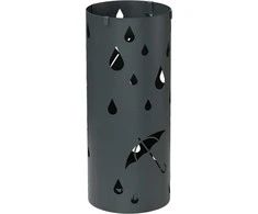 HOMCOM Skėčių stovas Skėčių stovas su 4 kabliukais ir nuimamu lašėjimo padėklu Skėčių laikiklis lazdoms ir skėčiams Plieninis Ø17 x 41 cm Tamsiai pilkas