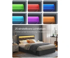 Songmics Vasagle Lova 140 x 200 cm su įkrovimo stotele skalūno pilka matinė juoda