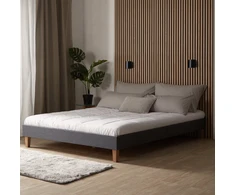 Lova Homestyle4U Lovos rėmas, aptrauktas dvigubas futonas, 164x203x29,5 cm, pilka