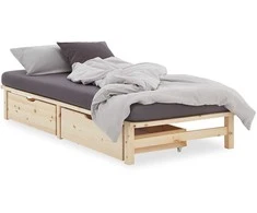 Homestyle4U Viengulė lova, 100x28x200 cm, ruda