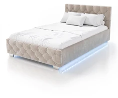 Lova Juskys Čiužinys Nizza su lovos dėže ir LED apšvietimu 120x200 cm smėlio spalvos