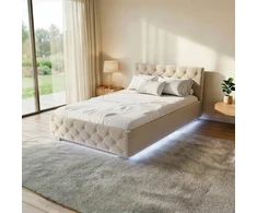 Lova Juskys Čiužinys Nizza su lovos dėže ir LED apšvietimu 120x200 cm smėlio spalvos