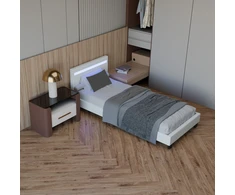 Lova Juskys Čiužinys su apmušalais Paris 90x200 cm su LED apšvietimu baltas