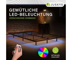 Lova Juskys Metalinis lovos rėmas Palamos 140x200x20 cm juodas su LED