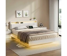 Lova Songmics Vasagle Lovos rėmas su LED apšvietimu ir įkrovimo stotele 160 x 200 cm