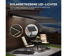 "Outsunny" markizė su rankine rankine rankena, saulės šviesa, sulankstoma rankena, markizė su apsauga nuo saulės UV 50+, balkono markizė su sieniniu laikikliu, 300 cm pločio markizė terasai, balkonui, verandai, pilka
