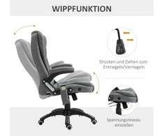 Vinsetto Masažinė kėdė vadovų kėdė biuro kėdė reguliuojamo aukščio ergonominė masažinė pilka 67 x 74 x 116-126 cm
