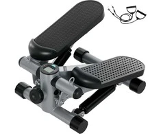 SPORTNOW 2 viename mini elipsinis treniruoklis namams su galios lynais, aukštyn-žemyn svyruojantis elipsinis treniruoklis su LCD ekranu, elipsinis treniruoklis namų treniruoklis iki 100 kg kojų/rankų treniruotėms, namų biuro fitneso pratimams, pilka