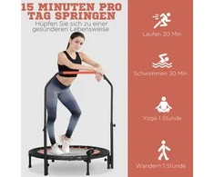 SPORTNOW mini batutas, 102 cm, su LCD monitoriumi, 4 padėčių reguliuojama rankena, iki 100 kg