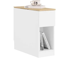 TV staliukas Naktinis staliukas, SoBuy FBT162-WN, 25x65x60 cm, baltos spalvos ir medžio