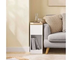 TV staliukas Naktinis staliukas, SoBuy FBT162-WN, 25x65x60 cm, baltos spalvos ir medžio