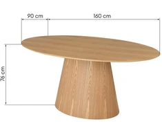 Novanook Valgomojo stalas, NOEL, 76x160x90 cm, natūrali mediena