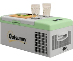 Outsunny kompresorinis šaldytuvas 16 l, automobilinis šaldytuvas 12/24 V DC ir 100-240 V AC, iki -20 °C, nešiojama šaldymo dėžė su MAX/ECO režimais, mini šaldytuvas stovyklavimui, sunkvežimiui, valčiai, kemperiui ir elektros lizdui