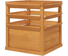 Outsunny pakeliama lysvė su grotelėmis, atviras dugnas, medinis gėlių vazonas, sodo grotelės 65x65x60 cm sodui ir balkonui, vazonas vijokliniams augalams