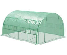 Outsunny polietileninis šiltnamis, tunelinis 3,97x3x2m, erdvus, apsauga nuo UV, pakeliamos dangos, plienas, žalias