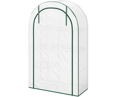 Outsunny šiltnamis su arkinu stogu, durimis ir lentynomis, žiemojantis plėvelinis šiltnamis iš plieno, šiltnamis balkonui, sodui, pomidorų namelis 100 x 45 x 160 cm, šiltnamis pomidorams, daržovėms, gėlėms, baltas