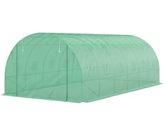 Outsunny šiltnamis, apie 6 x 3 x 2 m, plėvelinis šiltnamis su 12 langų, roletinėmis durimis, pakeliamais šonais, UV spinduliams atsparus tunelinis šiltnamis, žiemojantis pomidorų šiltnamis su žemės inkaras, žalias