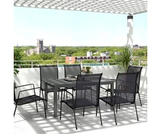 Outsunny sodo stalas, išskleidžiamas, aliuminis, 160/220x90 cm, atsparus oro sąlygoms, balkono stalas, neslystantis, bufeto stalas, stovyklavimo stalas 6-8 asmenims, lauko valgomojo stalas sodui, terasai, balkonui, pilkas